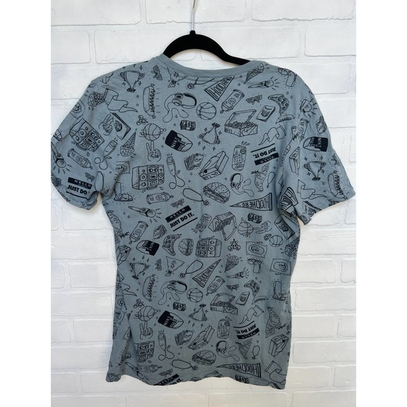 Nike Mens Honestly Print T-Shirt Grey Athletic Cut Black Graphic Cotton-sz M - Picture 2 of 6